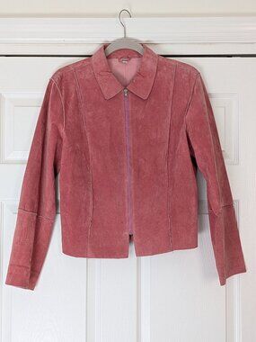 Vintage - Pink Suede Leather Jacket - Size M